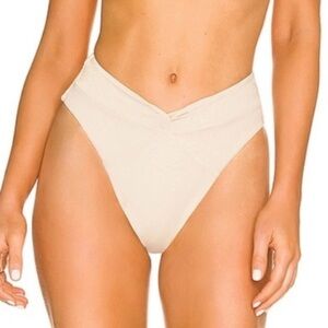 L*Space Shimmer Nancy Lee Bitsy Bikini Swim Bottom Women’s Size S Bone Color